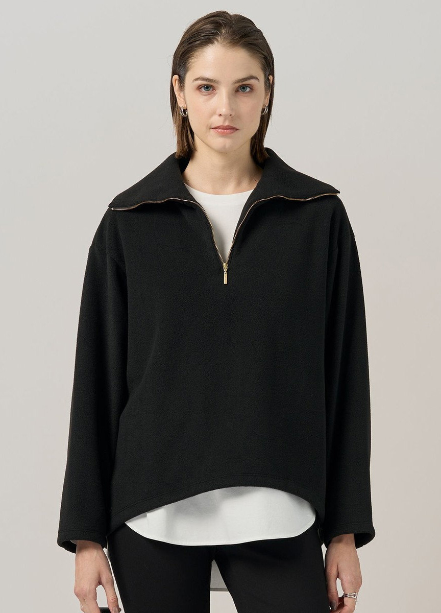 托斯卡納刷毛絨翻領長袖上衣